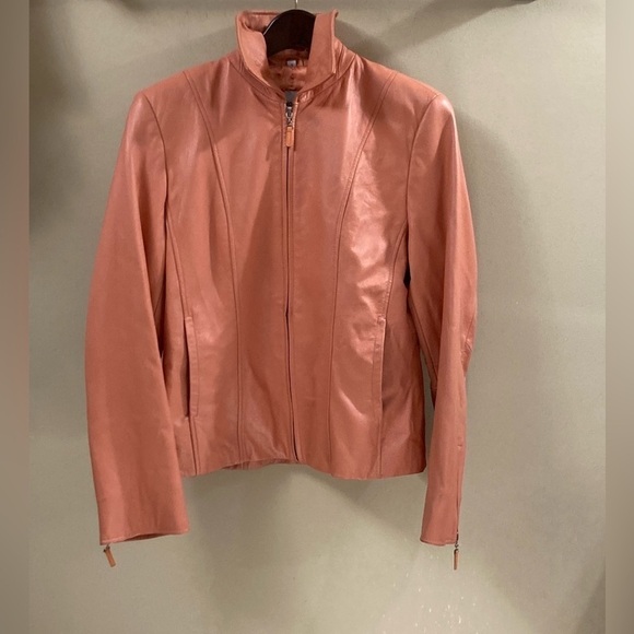 Pamela Mccoy Lamb Leather Jacket Pinkish/Peach in color Size Small - Picture 1 of 8